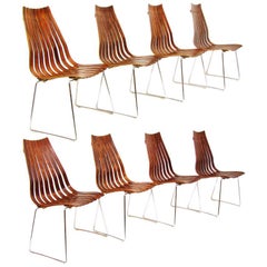 Eight 1960s Scandia Dining Chairs in Rosewood by Hans Brattrud