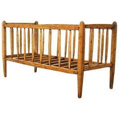 Master Handcrafted Arts & Crafts Antique French Baby Bed or Cradle, France