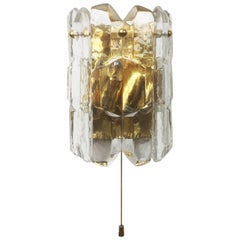 Vintage Hollywood Regency Ice Glass Wall Light made by Kalmar Lights, 1970s