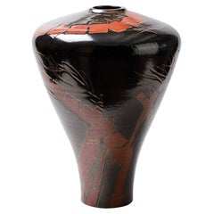 Big Stoneware Vase by Robert Deblander, circa 1980-1990 11