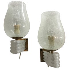 Mid-Century Modern Venini Sconces by Tomaso Buzzi in "Pulegoso" Glass