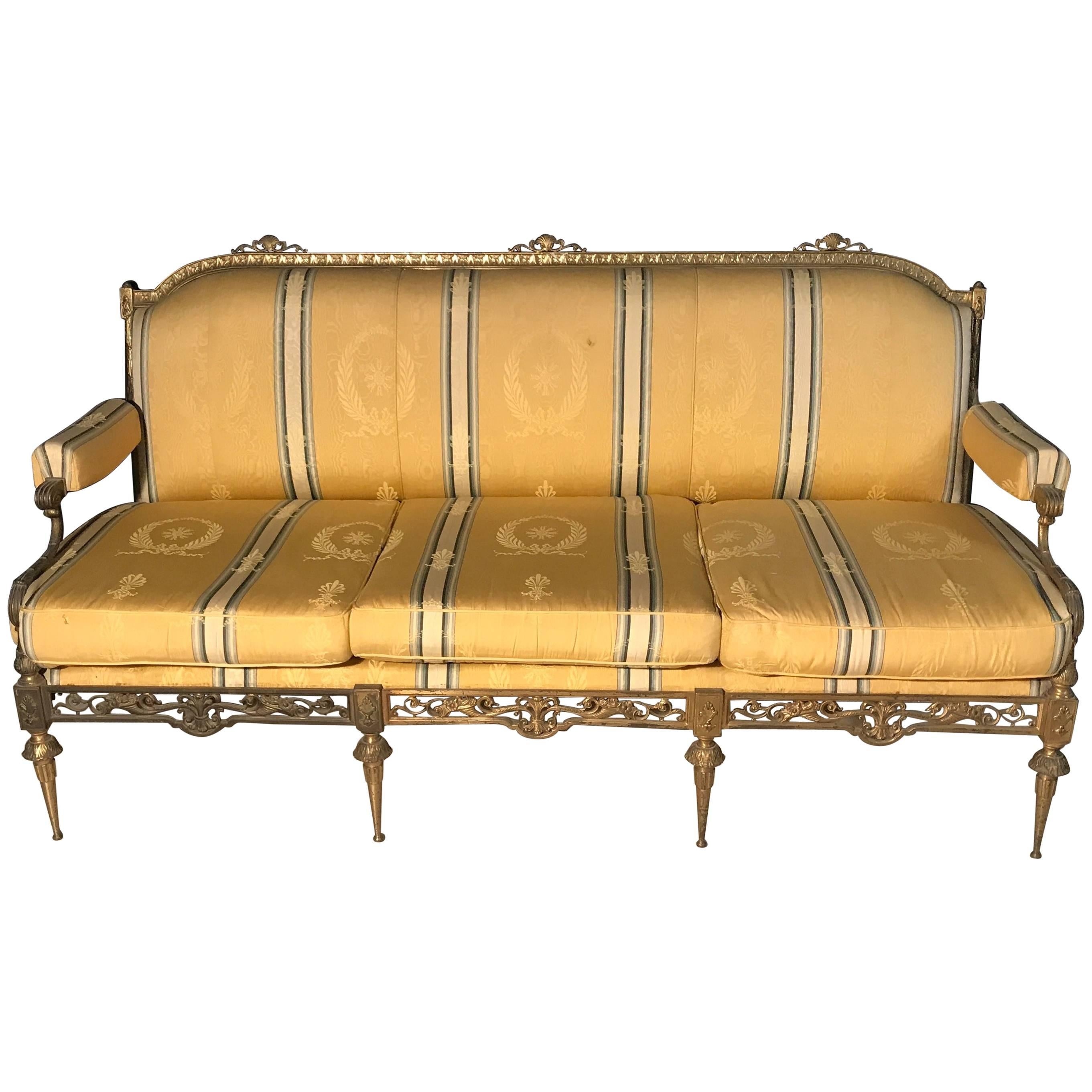 Exceptional Italian Gilt Bronze Sofa