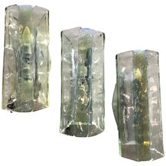 Mid-Century Modern Murano Sconces by Fratelli Toso in Clear and Opalescent Glass