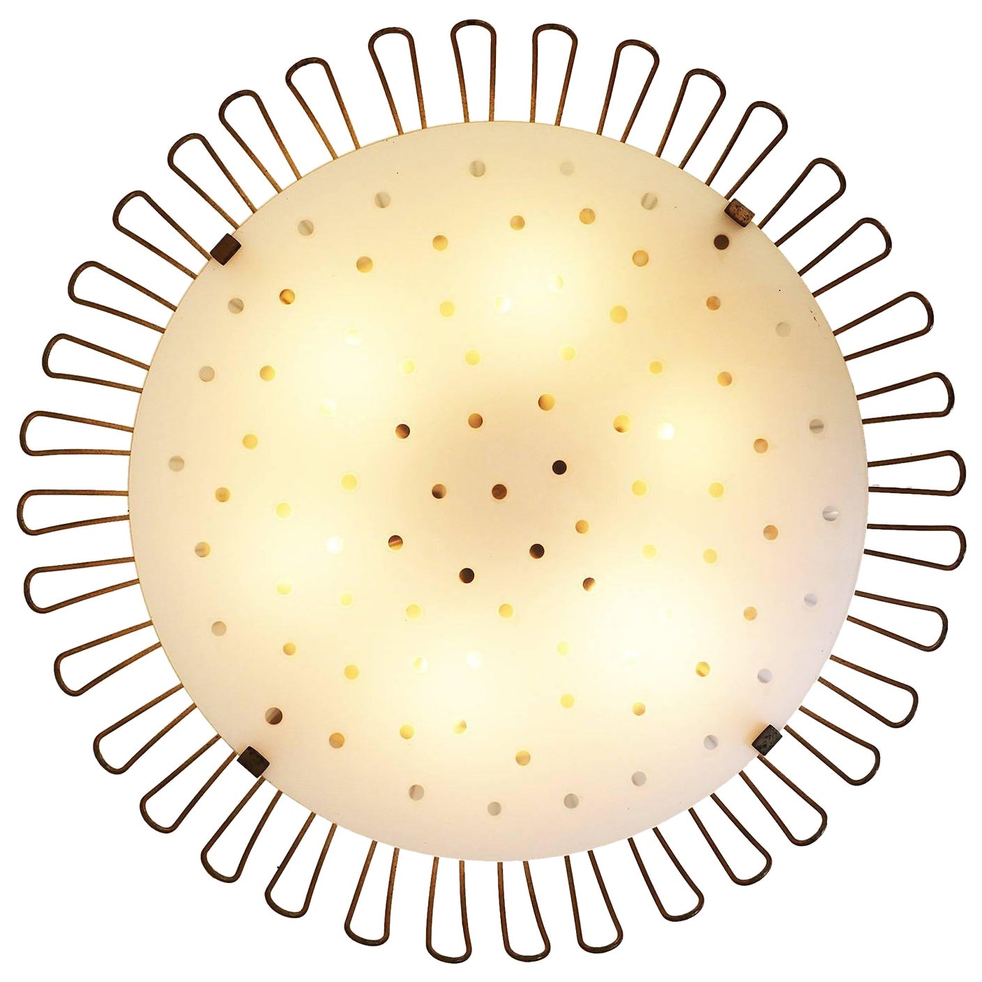 1950 Allemagne Kaiser Tournesol Applique affleurante Verre et laiton par Karl Walther en vente