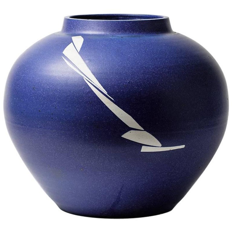 Exceptional Ceramic Vase by Robert Deblander, circa 19801990 For Sale