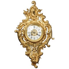 Antique French Rococo Cartel Wall Clock by Japy Freres