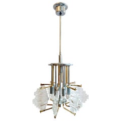 Chandelier by Sciolari in Brass and Chrome, Italy, 1960