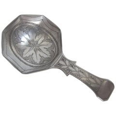 Octagonal Caddy Spoon Made in Birmingham in 1818 by John Lawrence