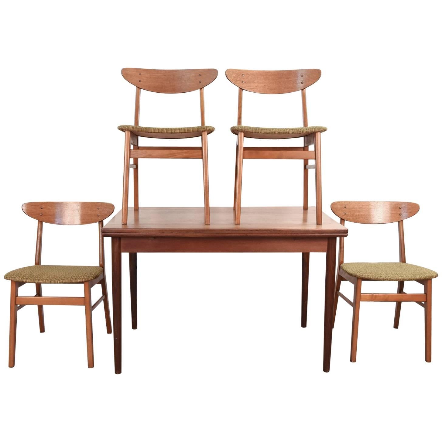 Danish Midcentury Dining Table and 'Four' Farstrup Chairs