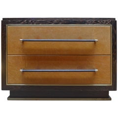 Abuelo Pedestal Nightstand in Oiled & Waxed Wenge w/ Leather and Brass Detail