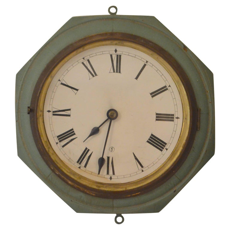 Early 1900s Wooden Electric Wall Clock with Roman Numerals at 1stDibs
