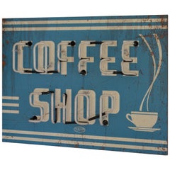 Neon Sign Promoting Coffee Shop
