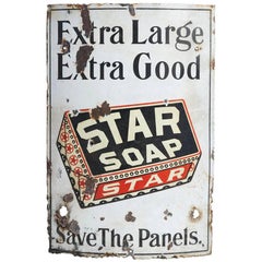 Well-Worn Star Soap Curved Porcelain Sign, circa 1930s 5