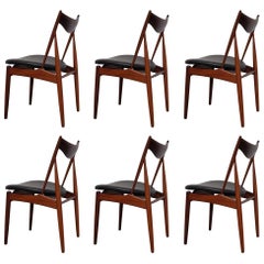 Beautiful Design by Kurt Østervig, Set of Six Dining Chairs in Walnut
