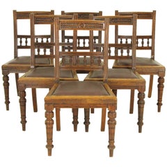 Vintage Dining Chairs Carved Oak Chairs, T Wallis & Co, Victorian, B795 4