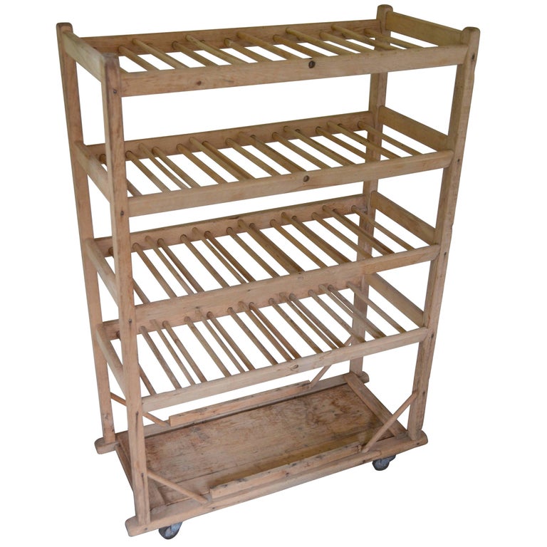 Baker's Rack / Bread Cart of Wood on Wheels for Bath or Kitchen or