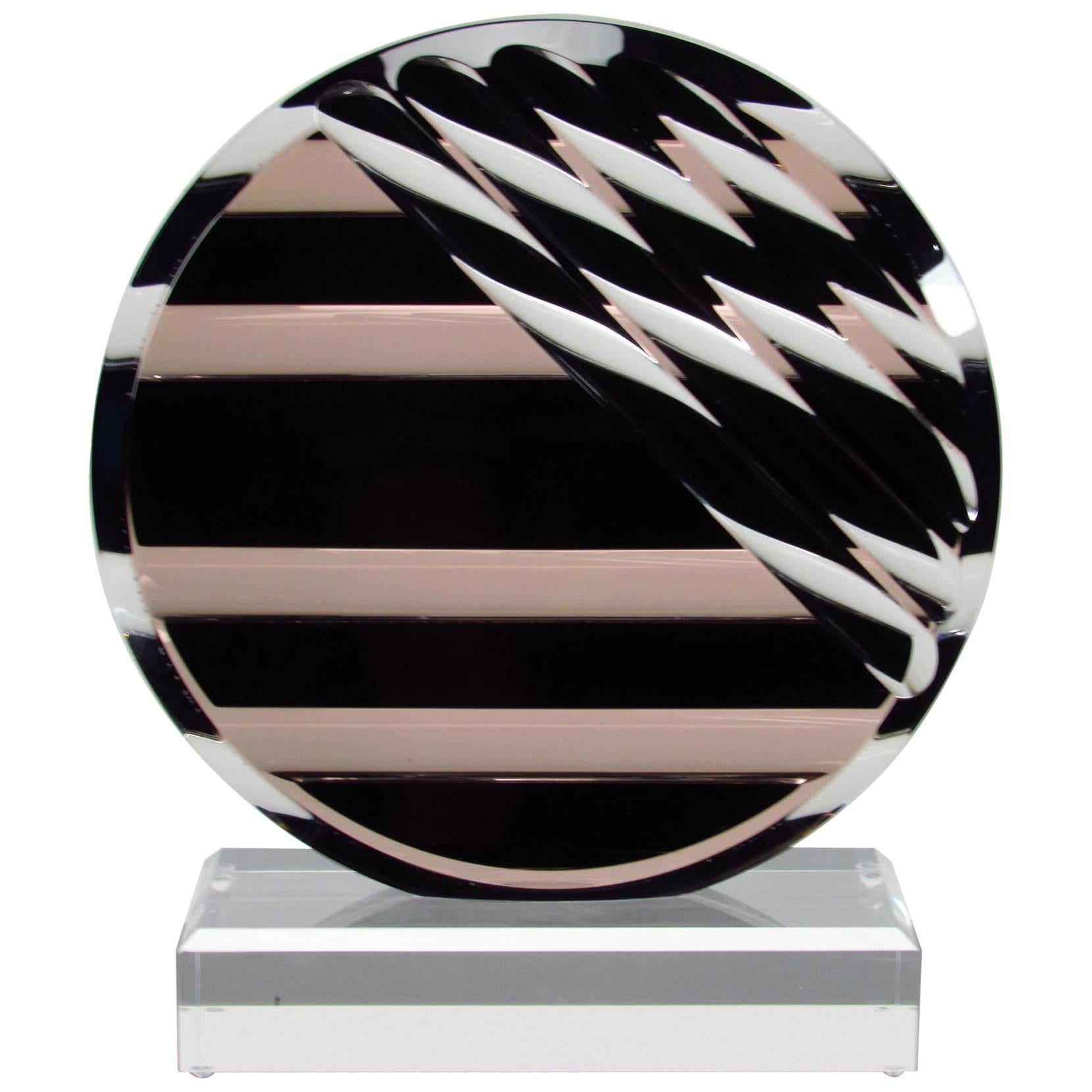 Lucite 1980s Abstract Modern Disc Sculpture For Sale