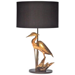 Vintage Brass Heron Table Lamp