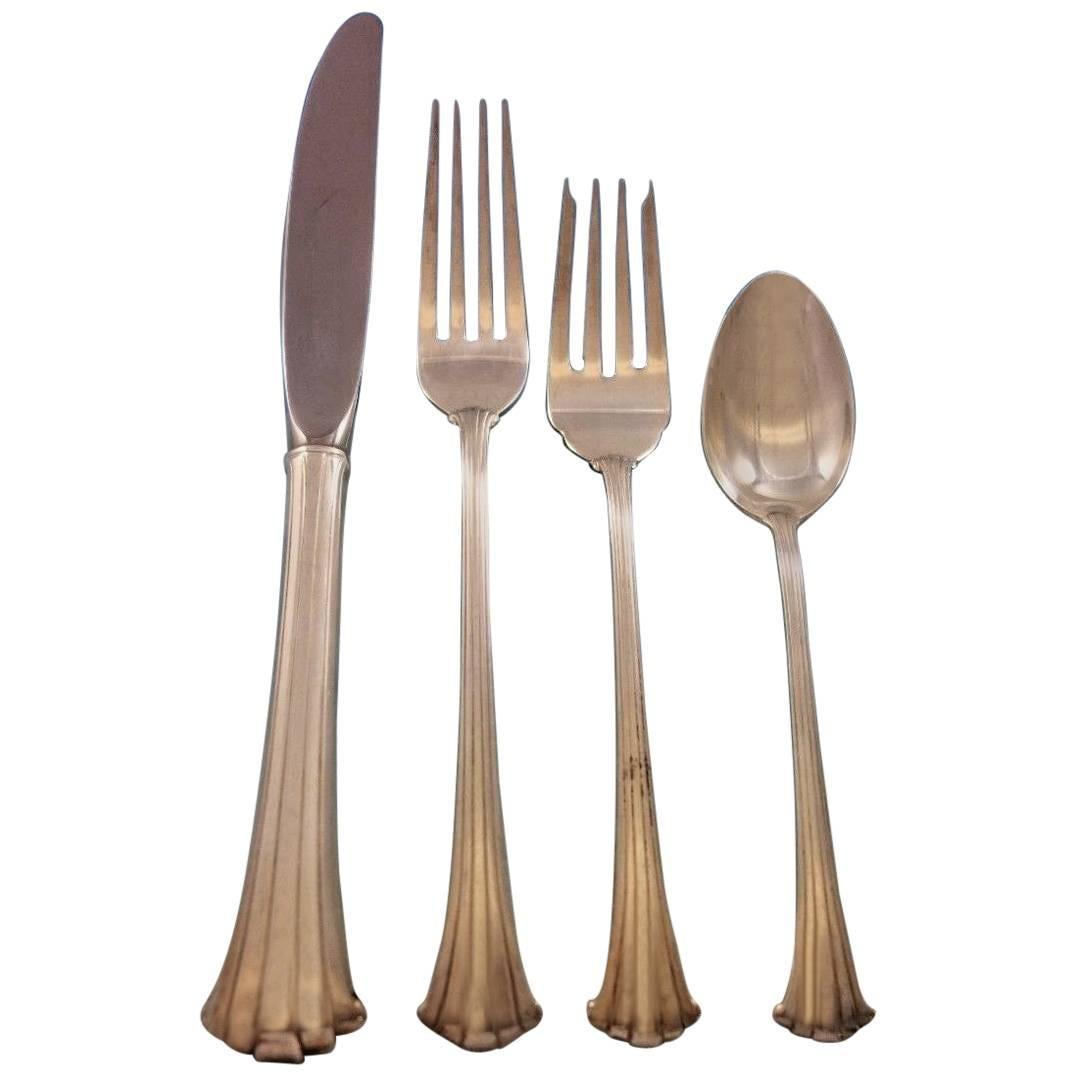 Newport Scroll by Gorham Sterling Silver Flatware Set for Six Service 27 Pieces For Sale