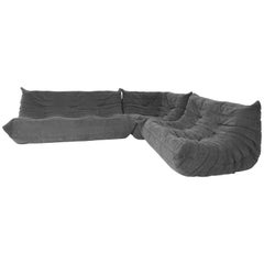 Ligne Roset Togo Sofa in Grey Suede by Michel Ducaroy