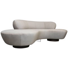 Vladimir Kagan Serpentine Sofas on Walnut Bases