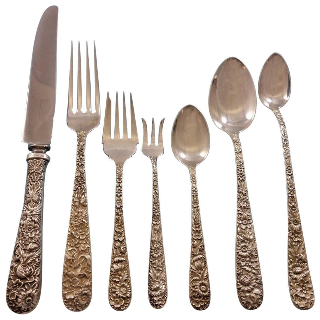 Repousse by Kirk Sterling Silver Flatware Set for 8 Service 61 Pieces ...