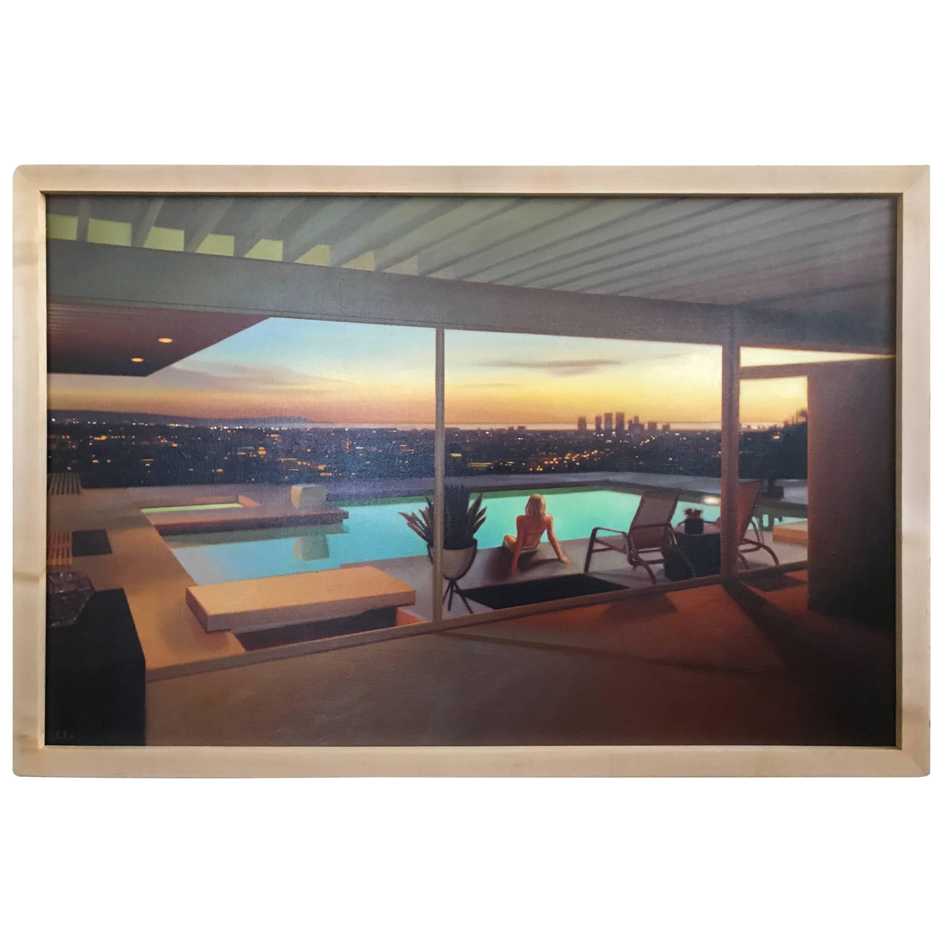 Modern Architecture Painting Stahl House Los Angeles by Carrie Graber Signed 