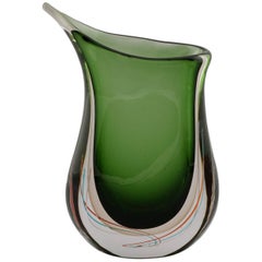 Asymmetric Green Toso Murano Vase