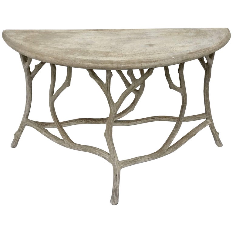 Faux Bois Concrete Twig Demilune Console Table at 1stDibs faux bois
