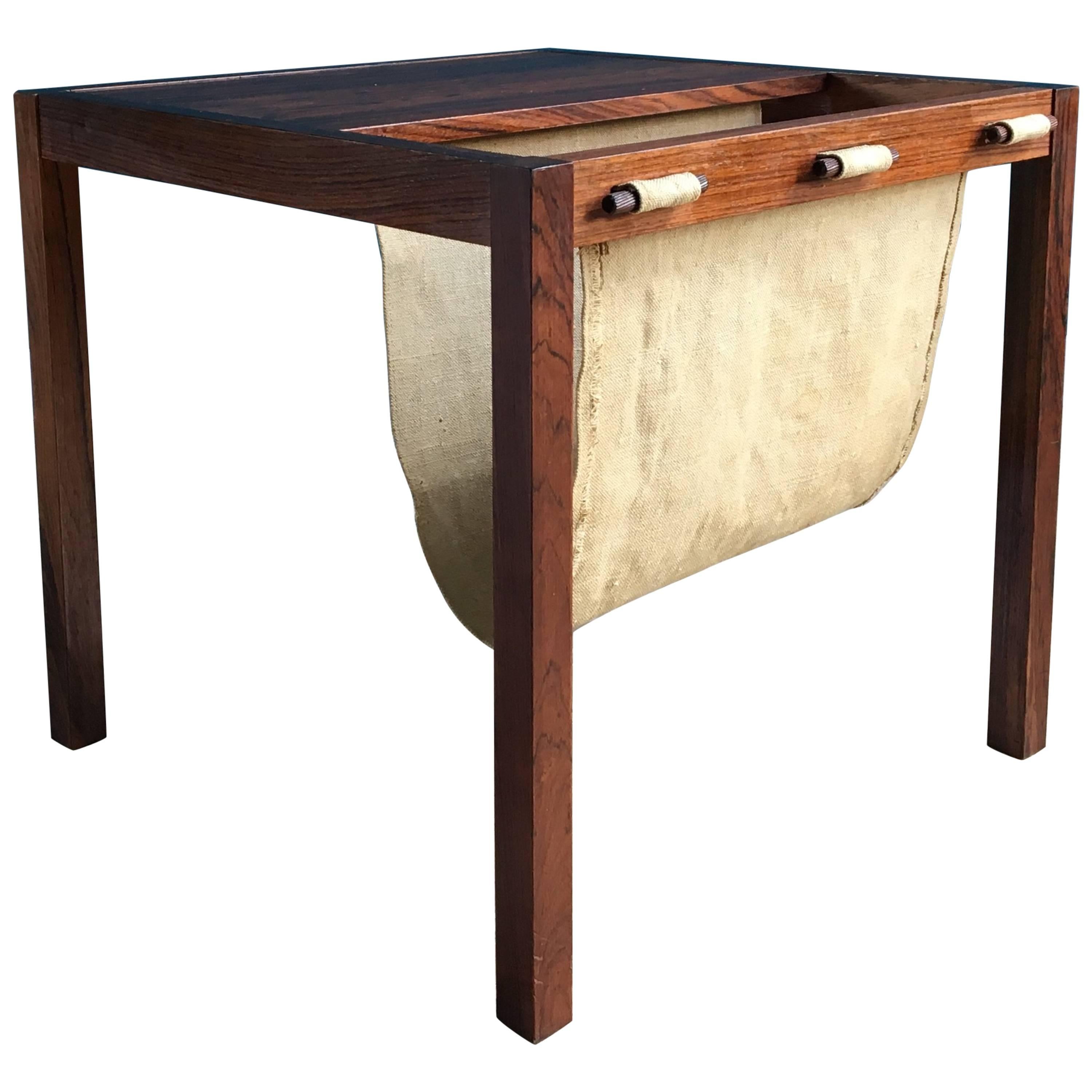 Vintage Rosewood Side Table with Magazine Rack, Denmark, 1960s