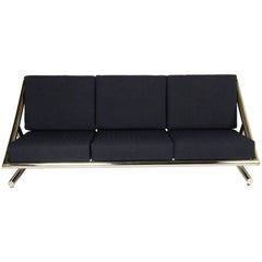 Vintage Polished Steel Frame Sofa by Plato Ginnello