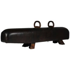 Vintage 1920s Leather Gym Pommel Horse Bench