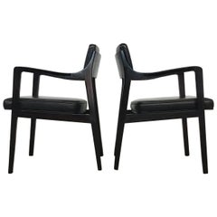 Pair of Dunbar Chairs in Black Leather