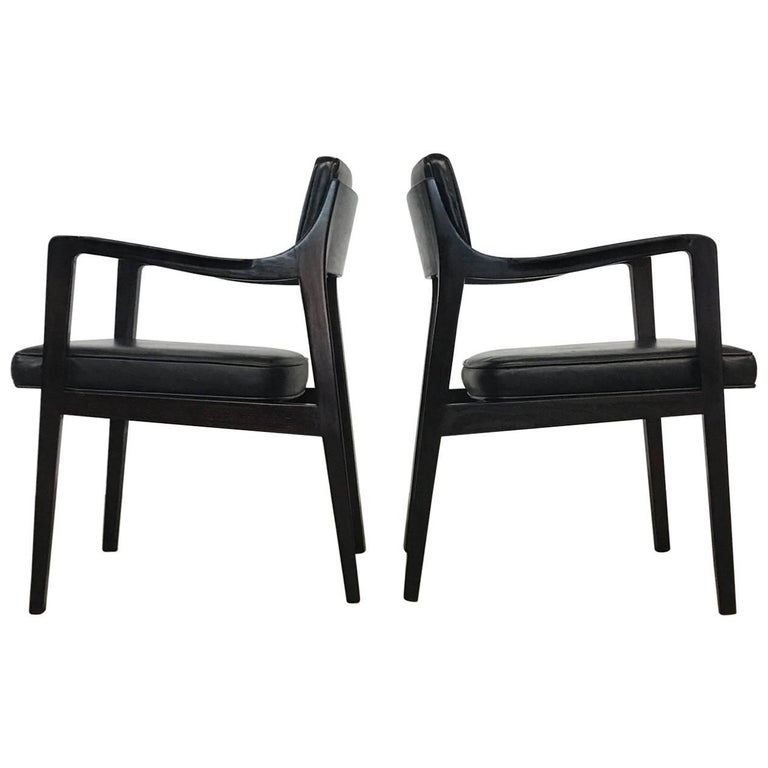 Pair of Dunbar Chairs in Black Leather For Sale at 1stDibs