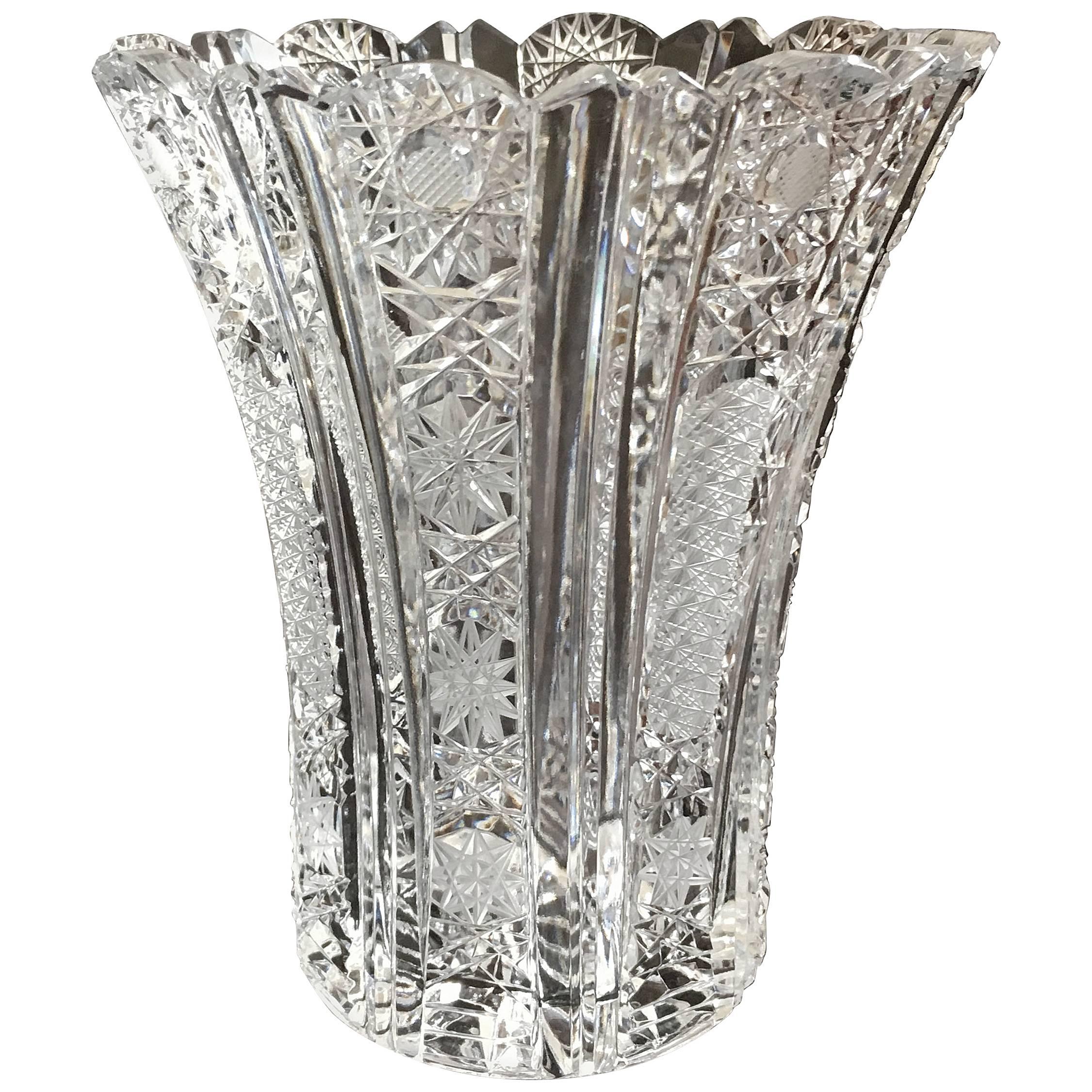 Bohemin Cut Crystal Flower Vase