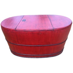 Red Lacquered Wood Bath Tub