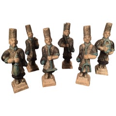 Important Ancient Chinese Figural Group Six Gardeners, Ming Dynasty, 1368-1644