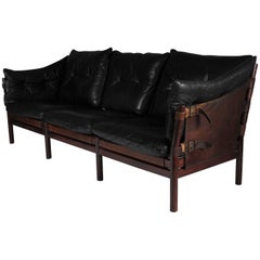 1970s Arne Norell Three-Seat Leather Sofa 5