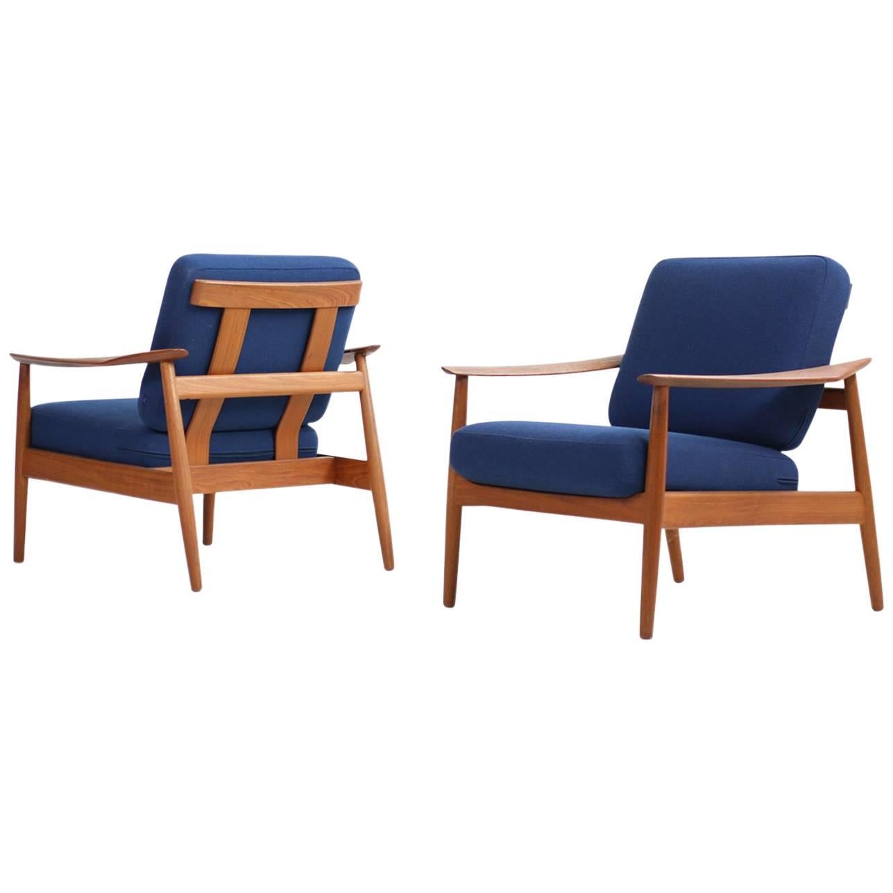 Rare Arne Vodder 1960s Teak Easy Chairs Mod. 164 Danish Modern Design For Sale