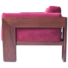 Vintage "Bastiano" Sofa in Rosewood and Linen Velvet by Tobia Scarpa, 1962