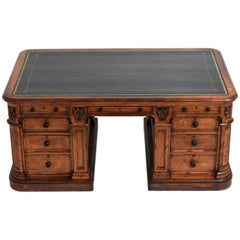 Grand Antique Regency-Style Pedestal Desk