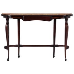 Art Deco Polished Walnut Console with Marble Top