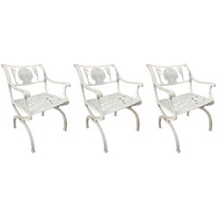 Vintage Set of Three Molla Shell and Seahorse Motif Chairs