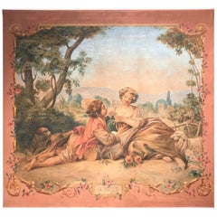 Large 19th Century French Hand-Painted Canvas on Stretcher Titled "La Musette" 6