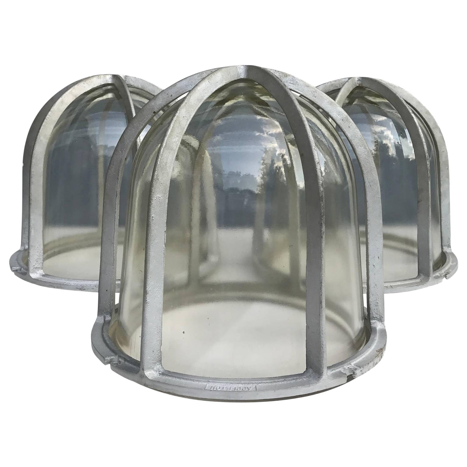Set of Three Large Industrial Appleton Blast-Resistant Ceiling Lamps