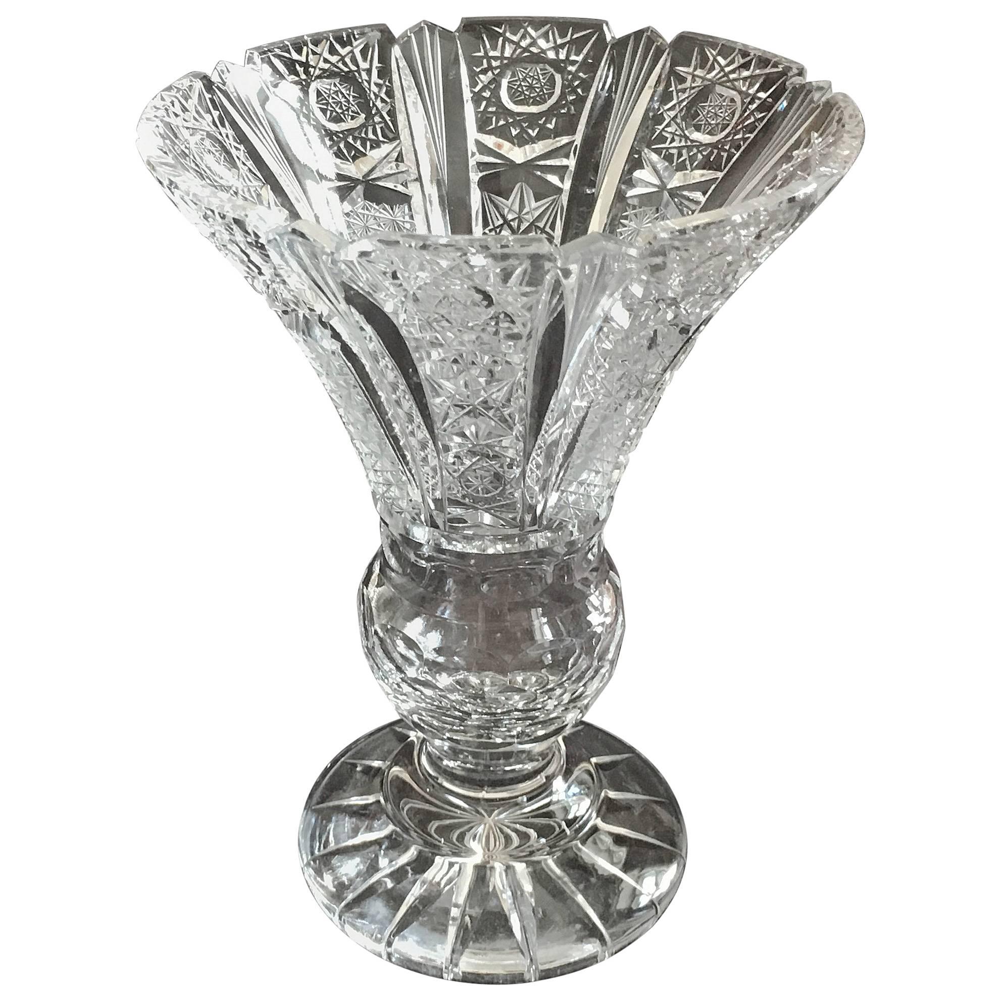 Bohemian Cut Crystal Flower Vase