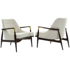 Danish Modern Brass Accented Lounge Chairs