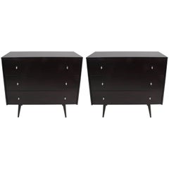 Pair of Paul McCobb Planner Group Ebony Chests or Dressers