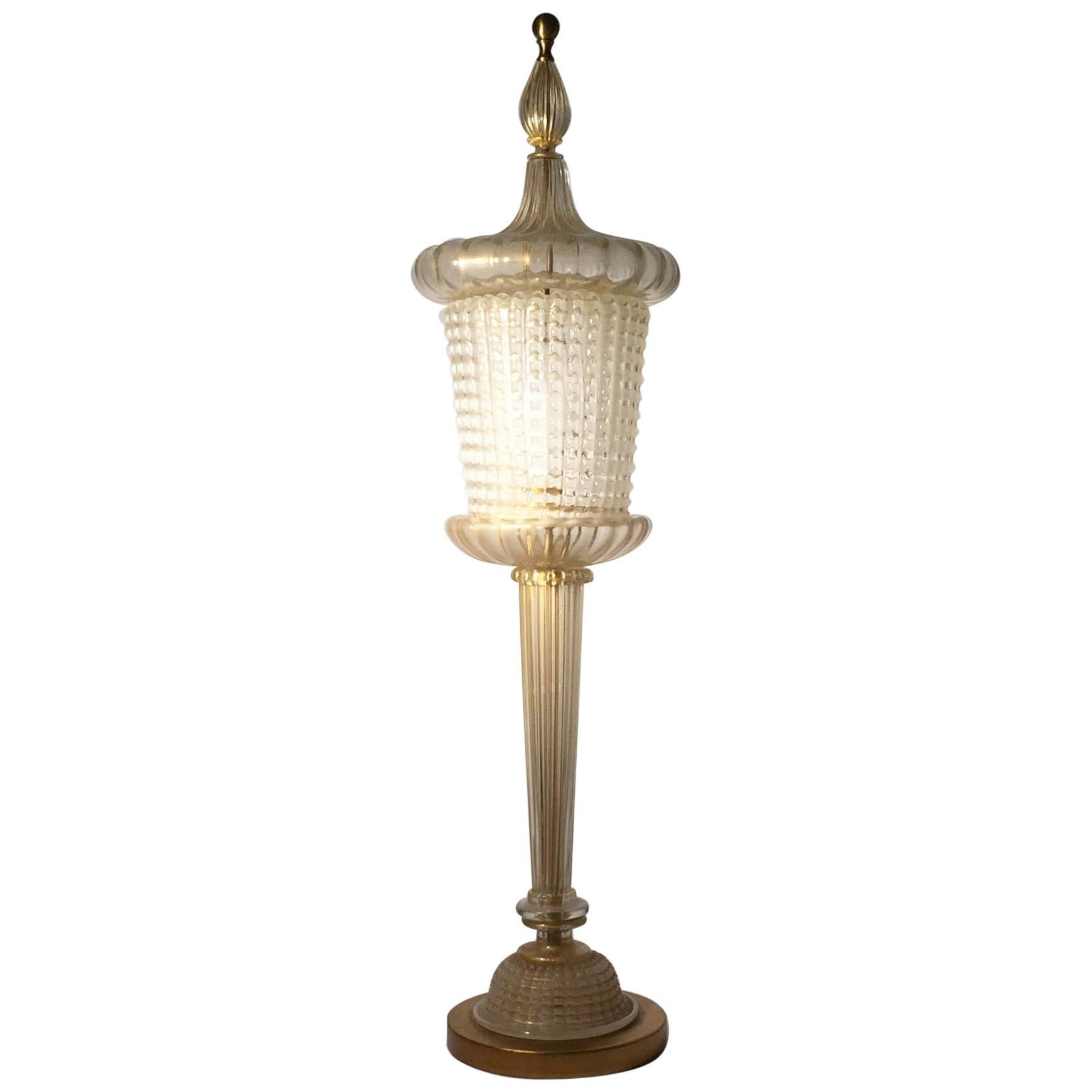 Rare lampe de bureau en verre de Murano par Barovier en vente