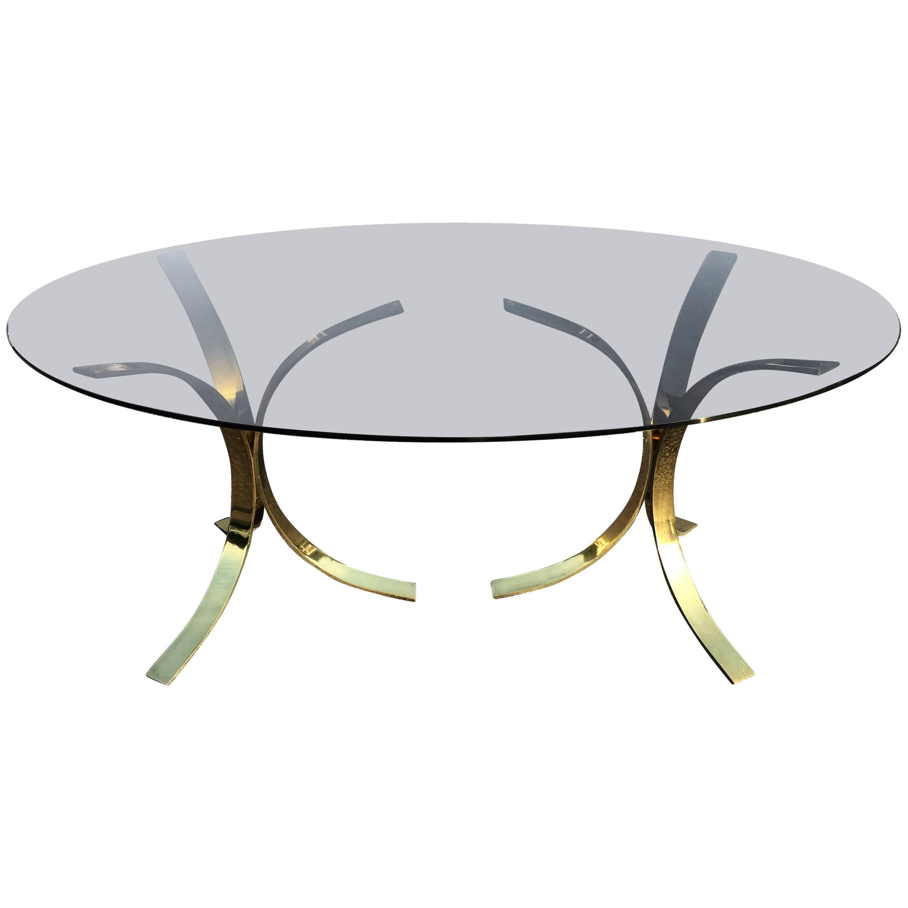 Roger Sprunger  Brass and Smoked Glass Oval Dining Table